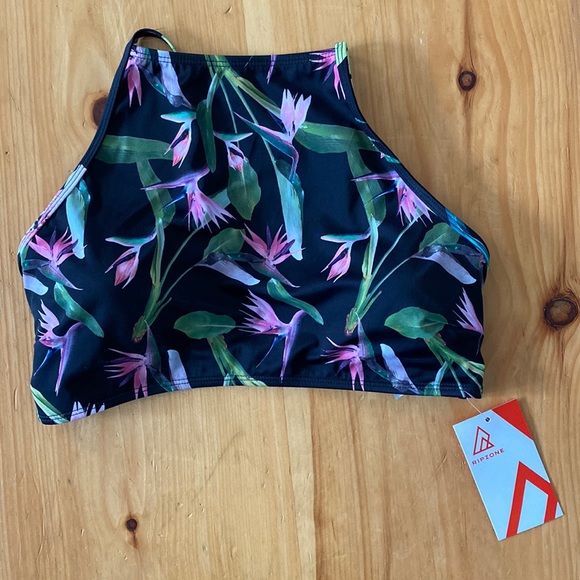 🌺NWT: RIPZONE✨ Women’s Stacey Floral High Neck Swimsuit Top - Size Medium - Picture 2 of 5